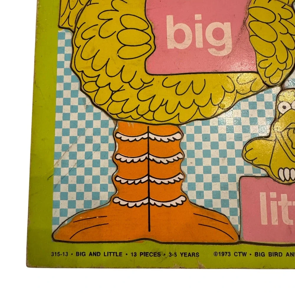 Playskool Sesame‎ Street Big Bird Little Bird 13 Piece Wood Puzzle 3 5 Years